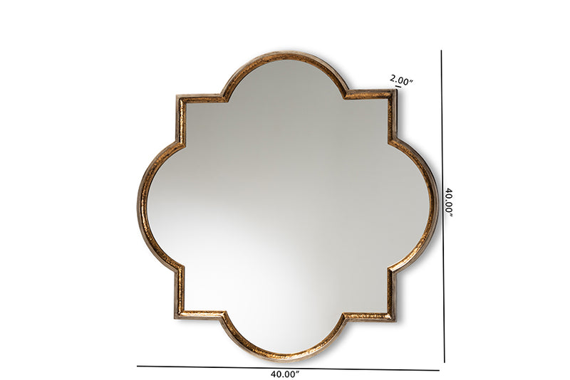 Holton Vintage Antique Bronze and Gold Finished Metal Quatrefoil Accent Wall Mirror