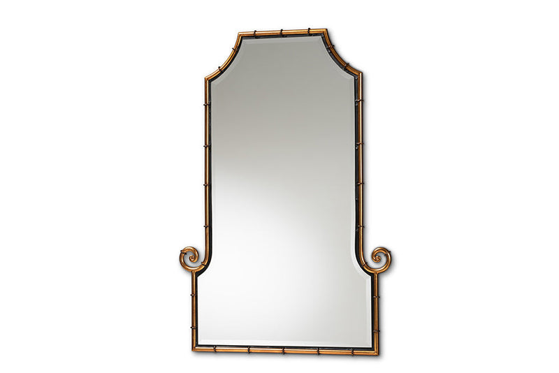 Hancock Gold Finished Metal Bamboo Inspired Accent Wall Mirror Baxton