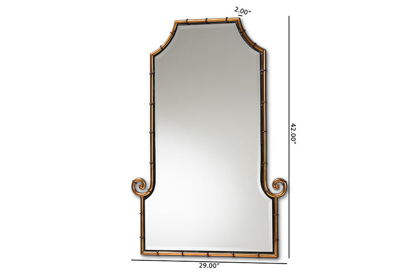 Hancock Gold Finished Metal Bamboo Inspired Accent Wall Mirror Baxton