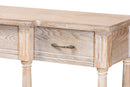 Wendell Rustic Whitewashed Oak Brown 3-Drawer Console Table Baxton