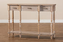 Wendell Rustic Whitewashed Oak Brown 3-Drawer Console Table Baxton