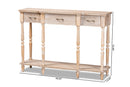 Wendell Rustic Whitewashed Oak Brown 3-Drawer Console Table Baxton