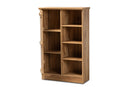Fannie Farmhouse Natural Oak Brown 1-Door Shoe Cabinet Baxton