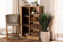 Fannie Farmhouse Natural Oak Brown 1-Door Shoe Cabinet Baxton