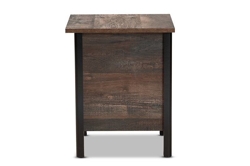 Lucina Modern and Contemporary Two-Tone Rustic Brown and Black Finished Wood Nightstand