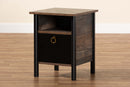 Lucina Two-Tone Rustic Brown and Black Nightstand Baxton
