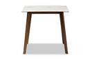 Alfro Walnut Brown Dining Table w/Faux Marble Tabletop Baxton
