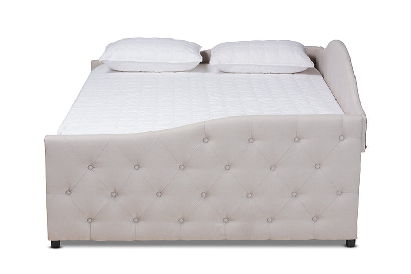 Matteo Beige Fabric Upholstered Queen Size Daybed w/Trundle Baxton