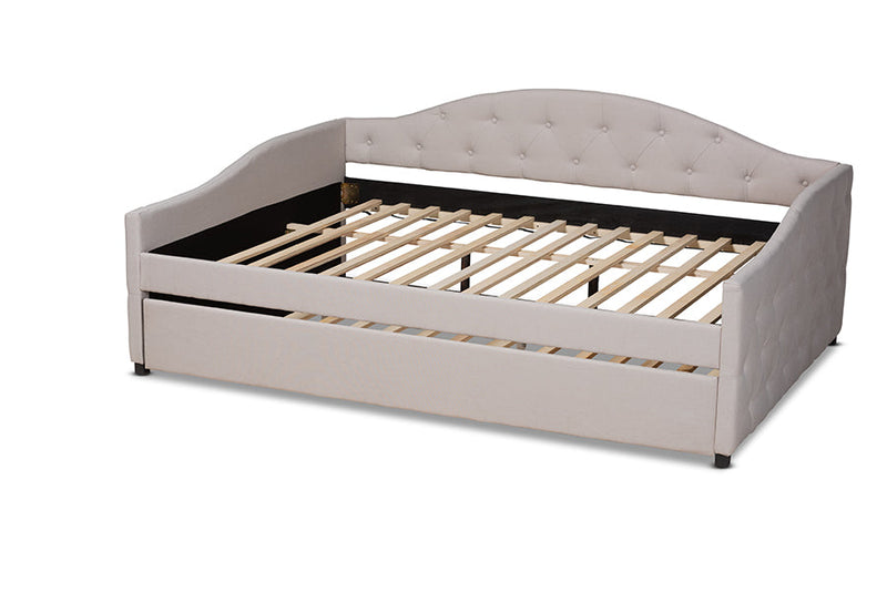 Matteo Beige Fabric Upholstered Queen Size Daybed w/Trundle Baxton