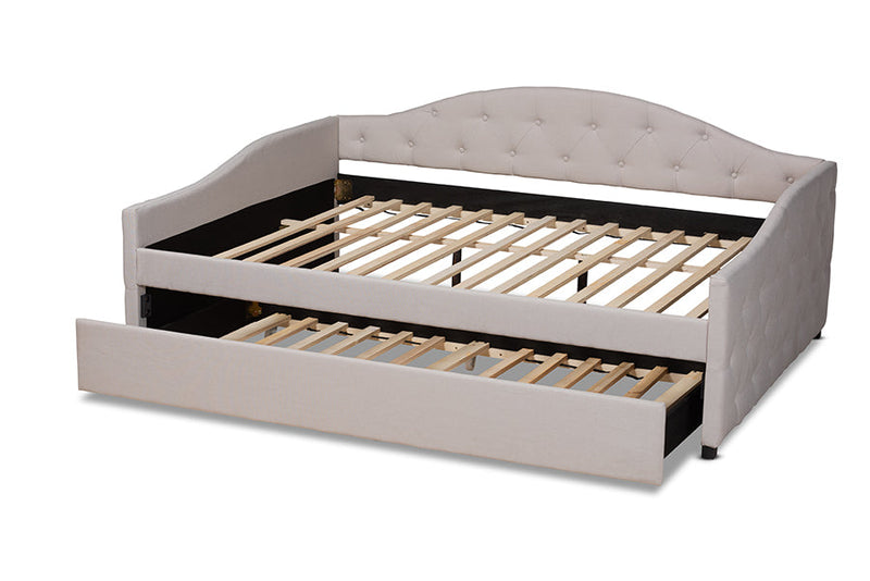 Matteo Beige Fabric Upholstered Queen Size Daybed w/Trundle Baxton