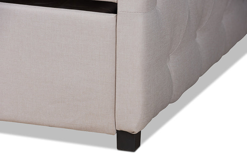 Matteo Beige Fabric Upholstered Queen Size Daybed w/Trundle Baxton