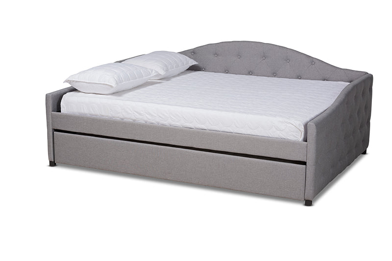 Matteo Modern and Contemporary Gray Fabric Upholstered Full Size Daybed w/Trundle