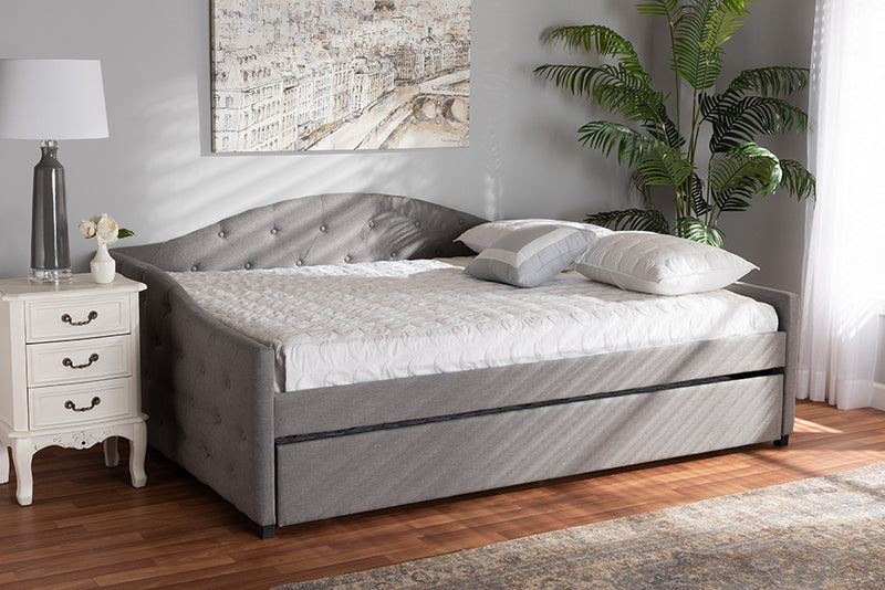 Matteo Modern and Contemporary Gray Fabric Upholstered Full Size Daybed w/Trundle