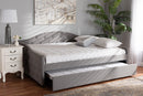 Matteo Gray Fabric Upholstered Full Size Daybed w/Trundle Baxton
