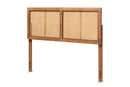 Clemence Ash Walnut and Synthetic Rattan Queen Size Headboard Baxton