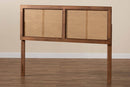 Clemence Ash Walnut and Synthetic Rattan King Size Headboard Baxton