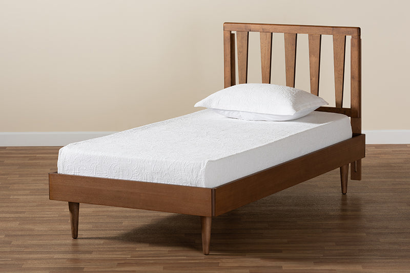 Vintner Modern and Contemporary Walnut Brown Finished Wood Twin Size Platform Bed