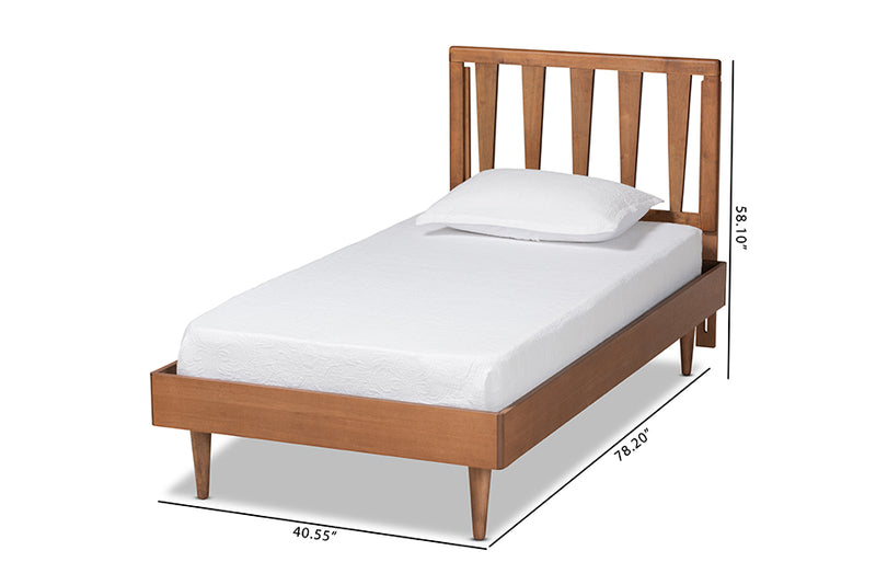 Vintner Modern and Contemporary Walnut Brown Finished Wood Twin Size Platform Bed