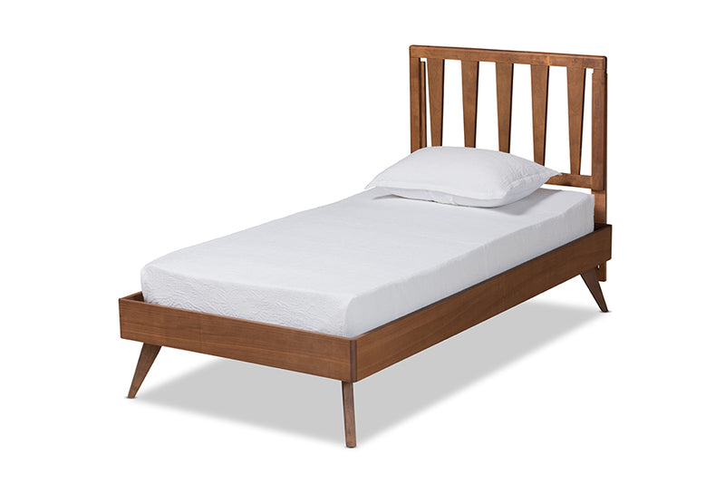 Idina Modern and Contemporary Ash Walnut Finished Wood Twin Size Bed