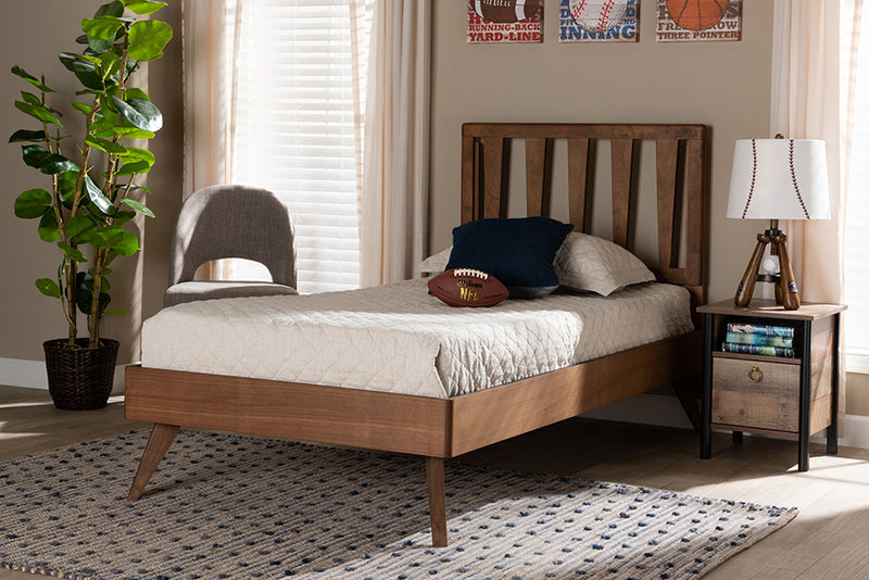 Idina Modern and Contemporary Ash Walnut Finished Wood Twin Size Bed