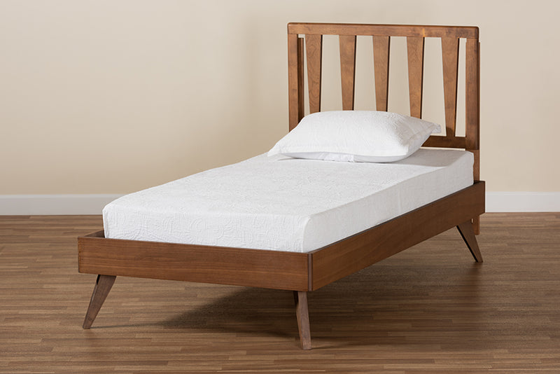 Idina Modern and Contemporary Ash Walnut Finished Wood Twin Size Bed