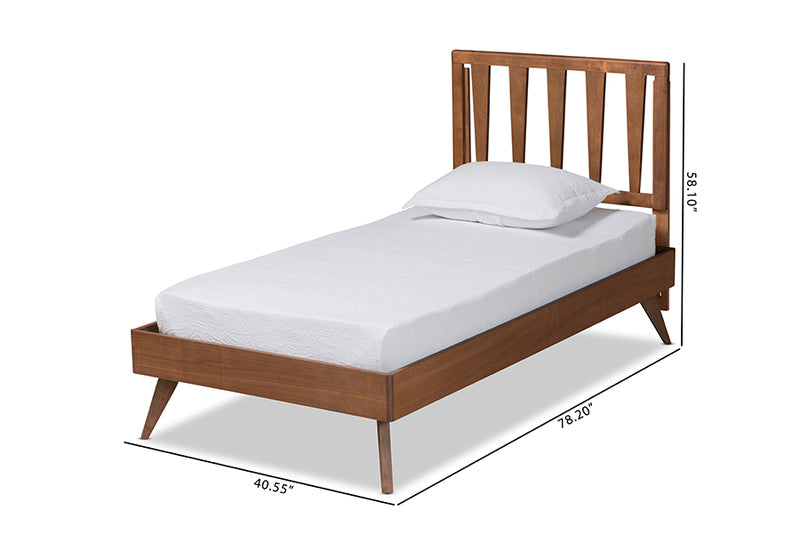 Idina Modern and Contemporary Ash Walnut Finished Wood Twin Size Bed