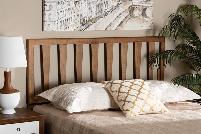 Scarlette Modern and Contemporary Ash Walnut Finished Wood Queen Size Headboard