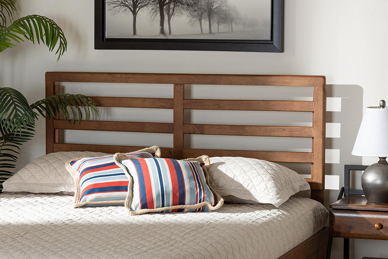 Beacon Modern and Contemporary Ash Walnut Finished Wood Queen Size Headboard