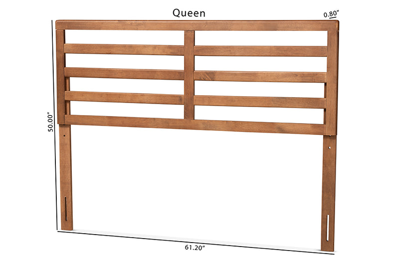 Beacon Modern and Contemporary Ash Walnut Finished Wood Queen Size Headboard