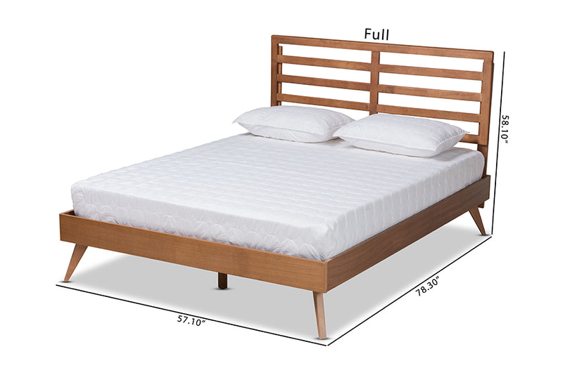 Edana Mid-Century Modern Ash Walnut Finished Wood Full Size Platform Bed