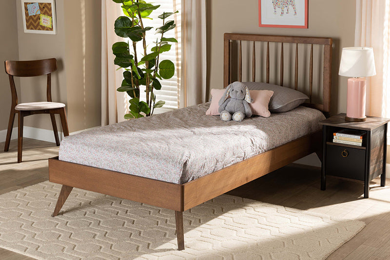 Jihan Ash Walnut Twin Size Platform Bed Baxton