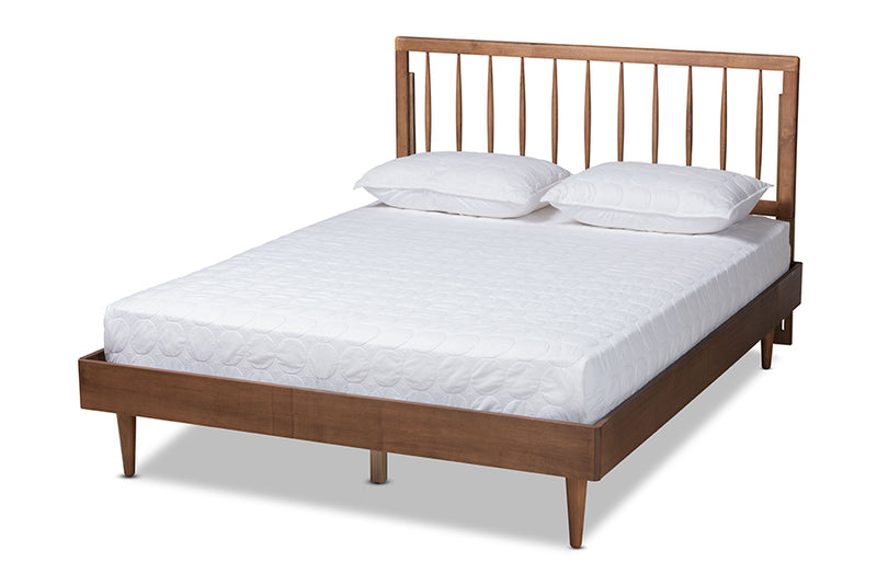 Gregory Mid-Century Modern Ash Walnut Finished Wood Full Size Platform Bed