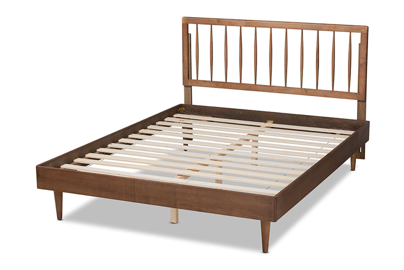 Gregory Mid-Century Modern Ash Walnut Finished Wood Full Size Platform Bed