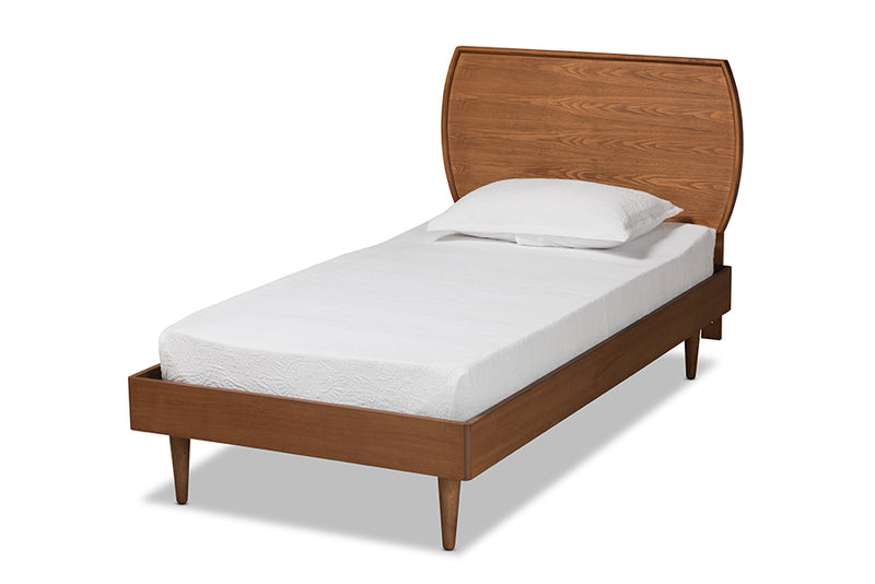 Adonis Mid-Century Modern Walnut Brown Finished Wood Twin Size Platform Bed