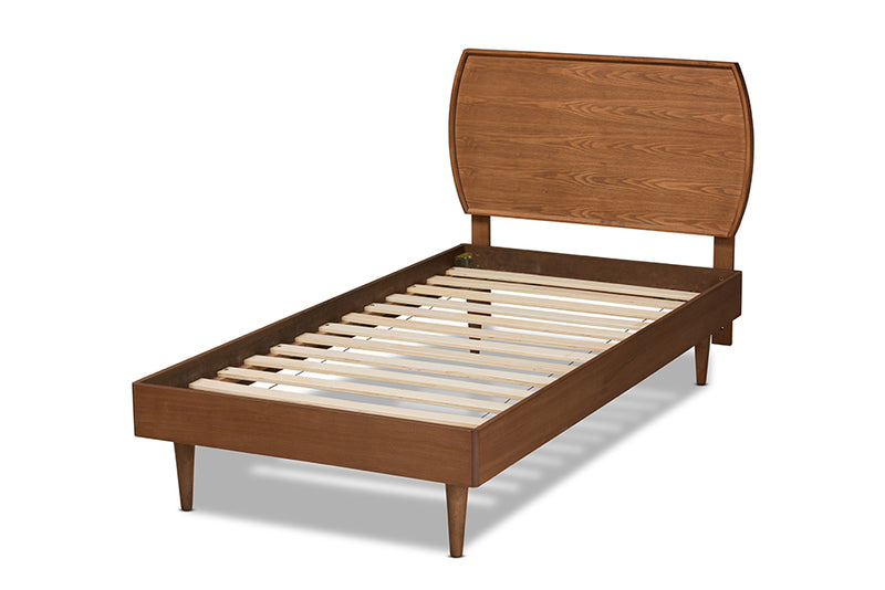 Adonis Mid-Century Modern Walnut Brown Finished Wood Twin Size Platform Bed