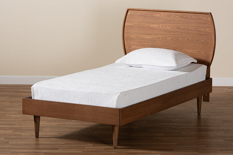 Adonis Mid-Century Modern Walnut Brown Finished Wood Twin Size Platform Bed