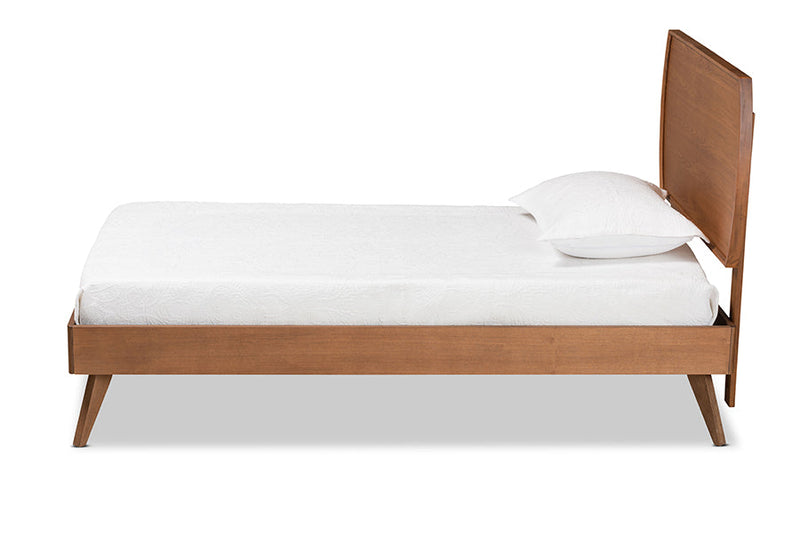 Decker Walnut Brown Twin Size Platform Bed Baxton
