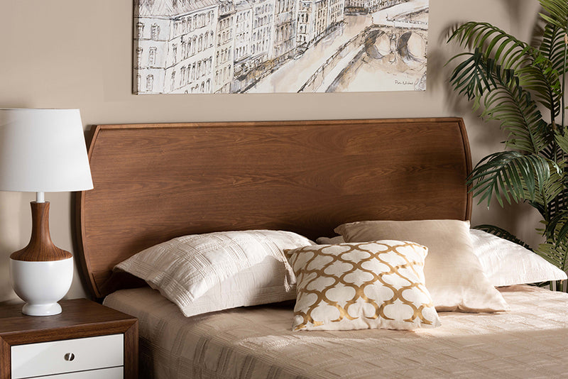 Bethany Mid-Century Modern Ash Walnut Finished Wood Queen Size Headboard