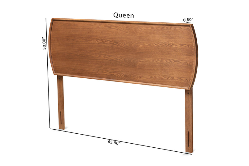 Bethany Mid-Century Modern Ash Walnut Finished Wood Queen Size Headboard