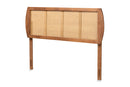 Pakis Ash Walnut and Synthetic Rattan King Size Headboard Baxton