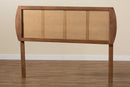 Pakis Ash Walnut and Synthetic Rattan King Size Headboard Baxton