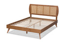 Oscar Walnut Brown and Synthetic Rattan Queen Size Platform Bed Baxton