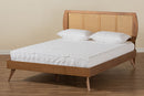 Oscar Walnut Brown and Synthetic Rattan Queen Size Platform Bed Baxton