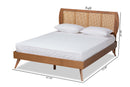 Oscar Walnut Brown and Synthetic Rattan Full Size Platform Bed Baxton