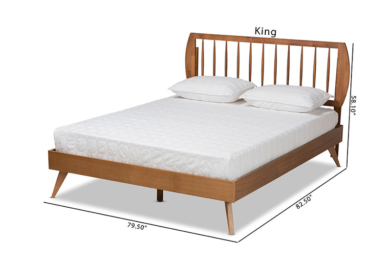 Baird Modern and Contemporary Walnut Brown Finished Wood Queen Size Platform Bed