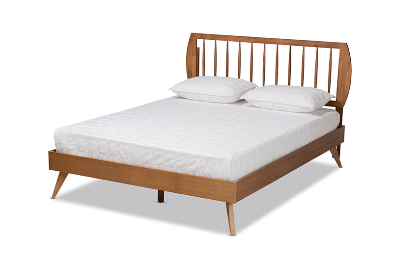 Baird Modern and Contemporary Walnut Brown Finished Wood Queen Size Platform Bed