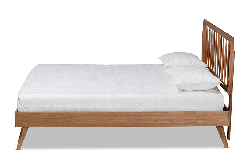 Baird Walnut Brown King Size Platform Bed Baxton