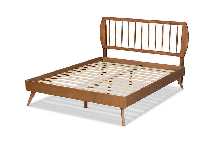 Baird Modern and Contemporary Walnut Brown Finished Wood Queen Size Platform Bed