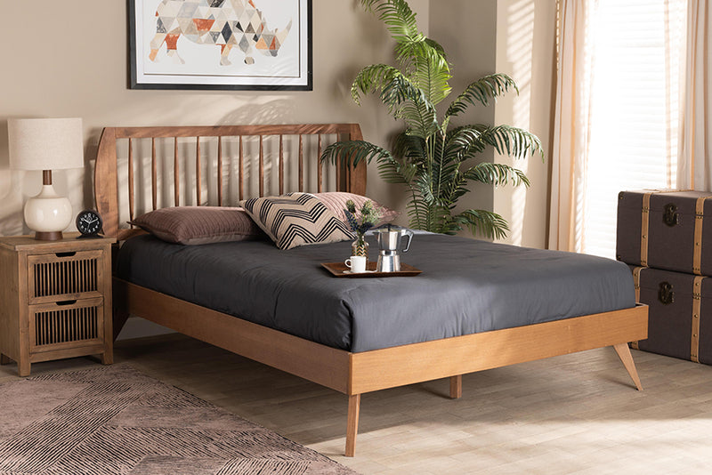 Baird Modern and Contemporary Walnut Brown Finished Wood Queen Size Platform Bed