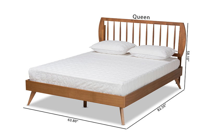 Baird Modern and Contemporary Walnut Brown Finished Wood Queen Size Platform Bed